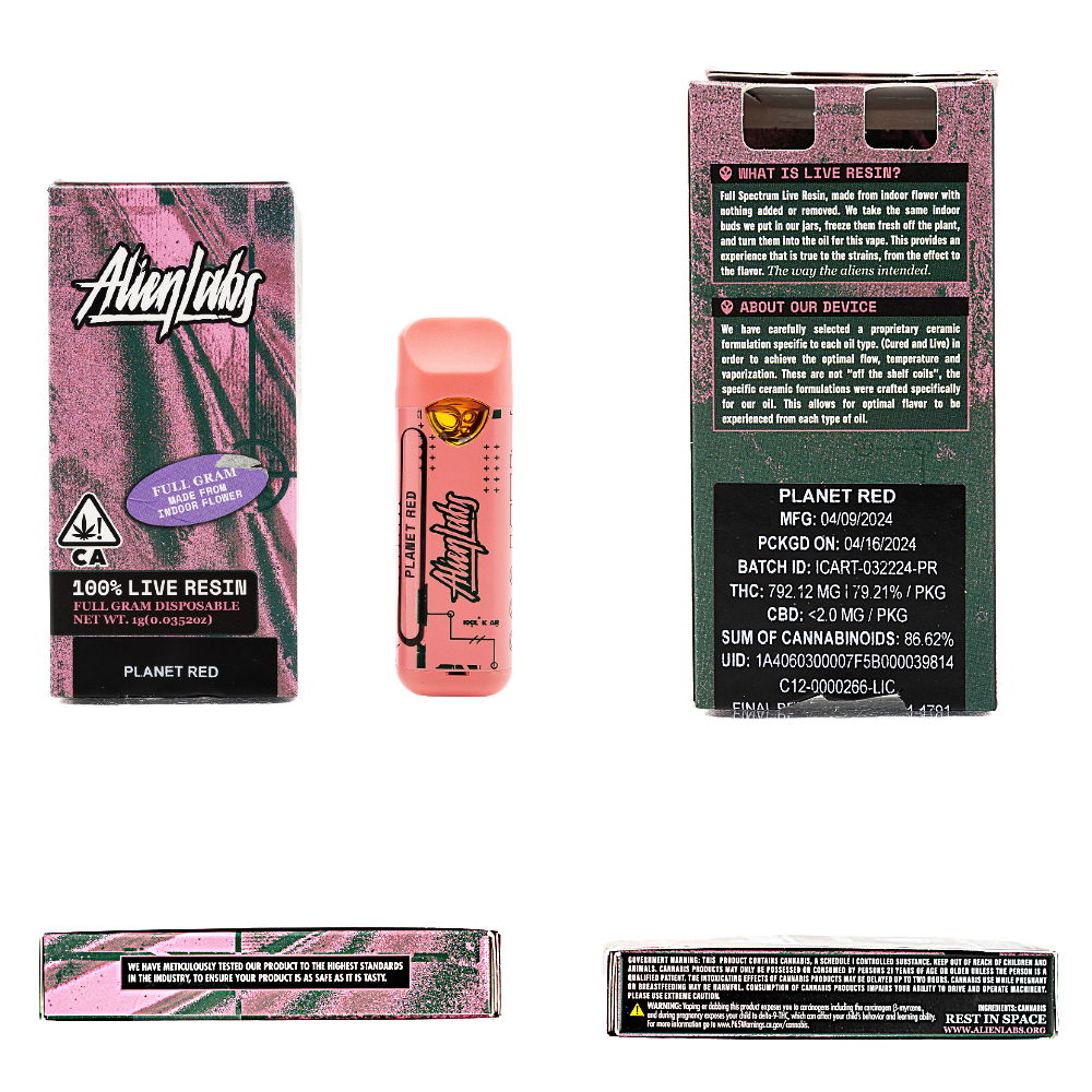 ALIEN LABS - DISPOSABLE RECHARGEABLE VAPE CARTS - LIVE RESIN