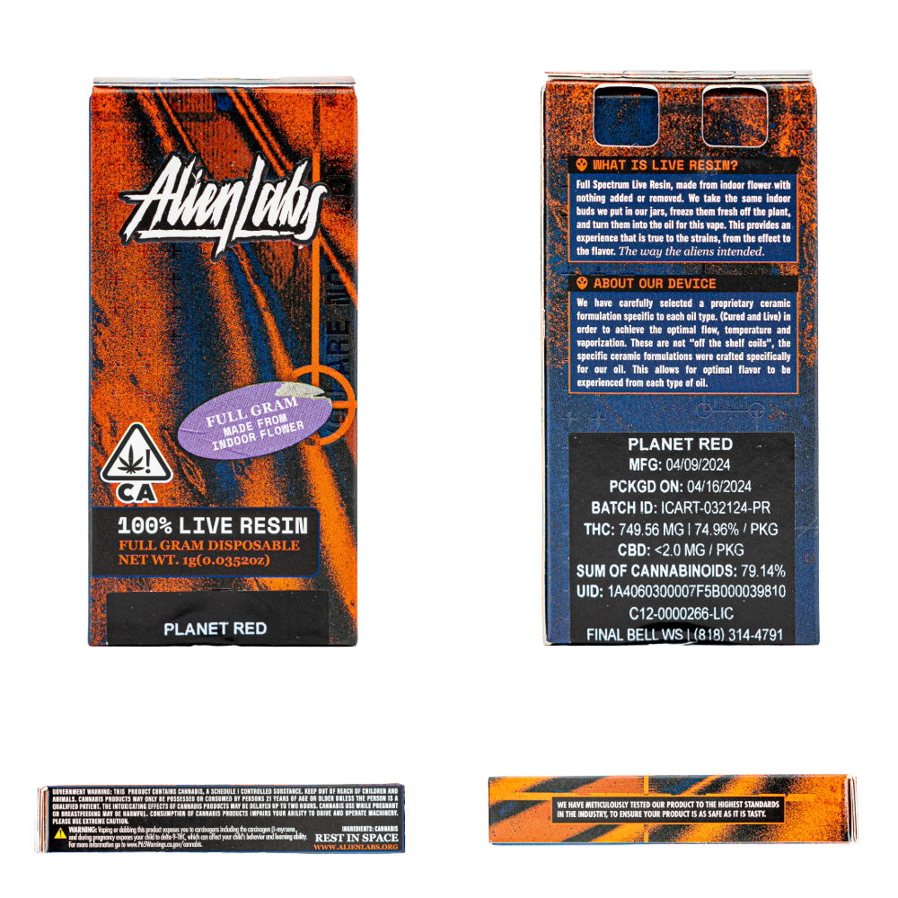 ALIEN LABS - DISPOSABLE RECHARGEABLE VAPE CARTS - LIVE RESIN