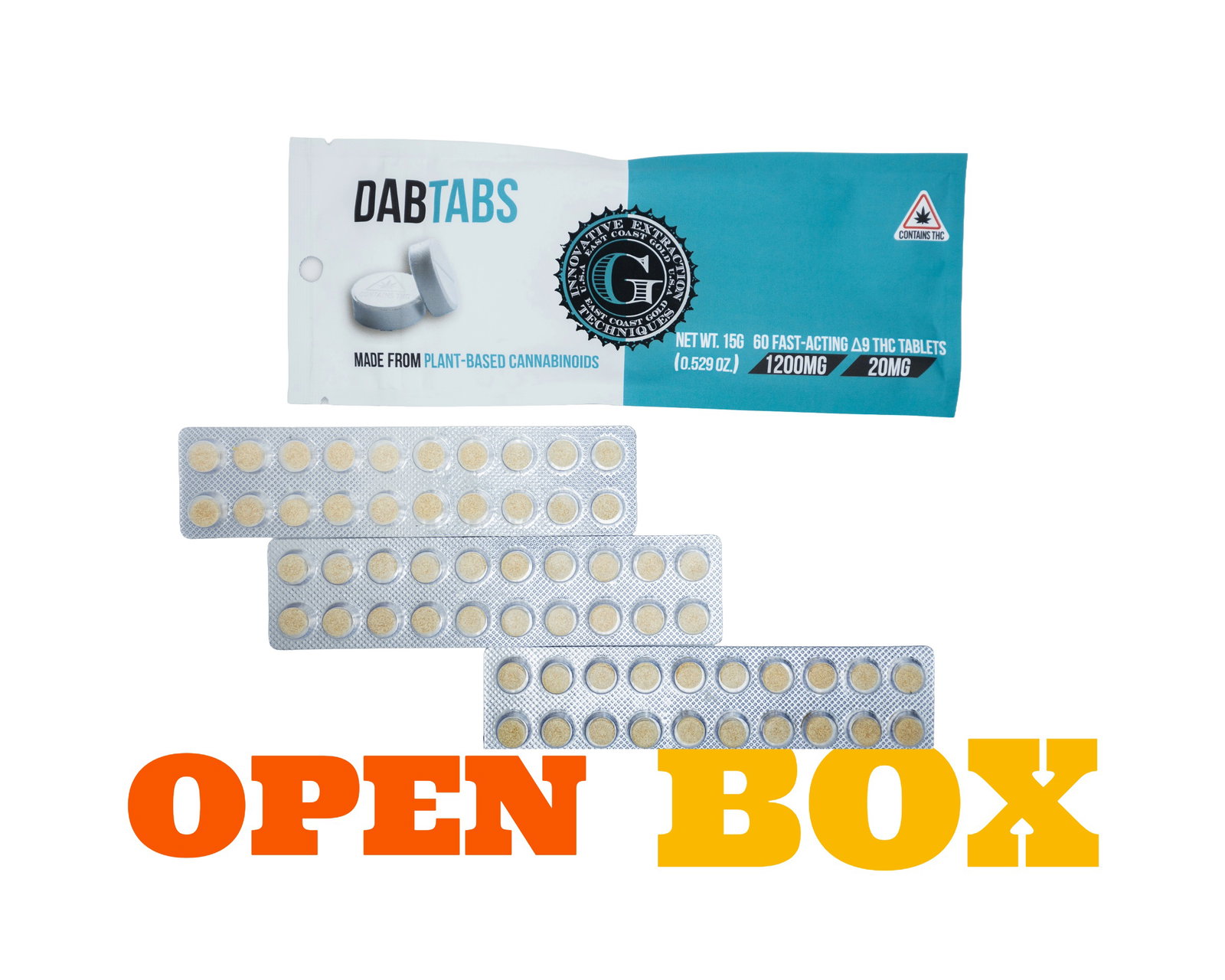 EAST COAST GOLD - DAB TABS - FAST ACTING THC TABS - OPEN BOX - 1200MG ...